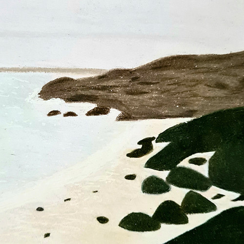 mixed media pencil drawing of the beach in St Ives