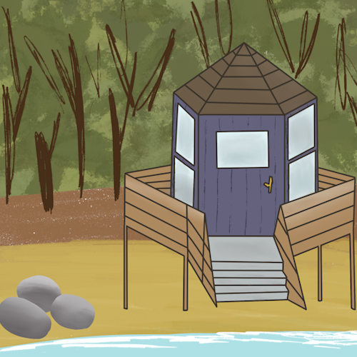 digital drawing of a beach hut