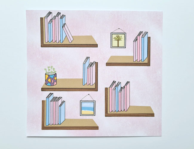 bookshelf digital art print