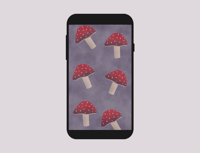 Digital illustration of fungi wallpaper for mobile phones