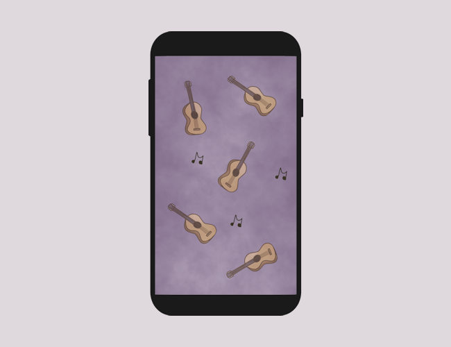 Guitar digital illustration wallpaper for mobile phones