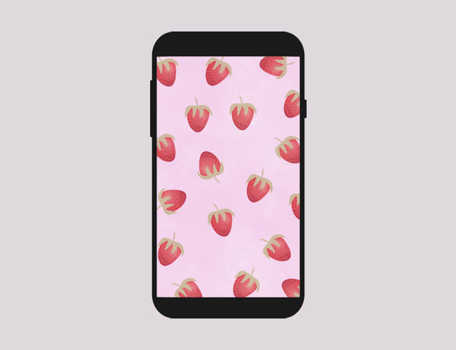 Strawberry digital illustration wallpaper for mobile phones